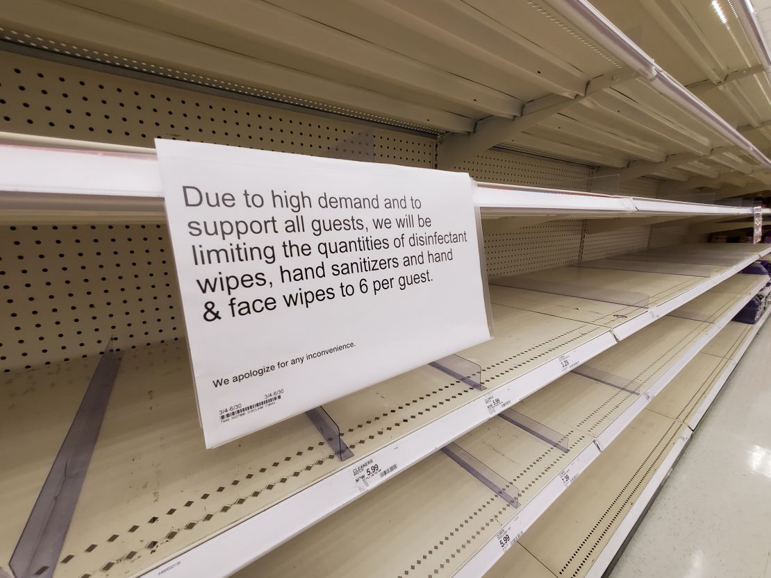 Soap and hand sanitizer flew off shelves in the early weeks of the pandemic. (Smith Collection/Gado/Getty Images)